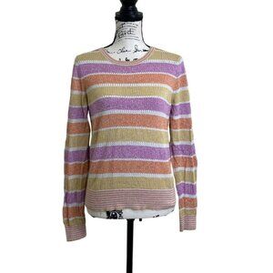Veronica Beard Women's M Sweater Raimi Striped Linen-Cotton Long Sleeve